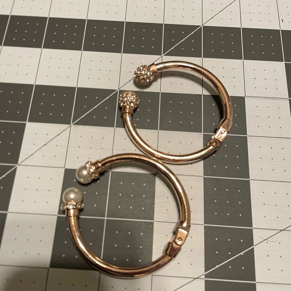 I.N.C. Rose Gold Pearl & Crystal Cuff Earrings‎ Set C02 6638